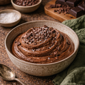 Mousse au chocolat noir grand cru, fleur de sel et éclats de fèves de cacao torréfiées – La Cour Paris 11e