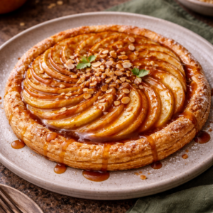 Tarte fine aux pommes et caramel au beurre salé – La Cour Paris 11e
