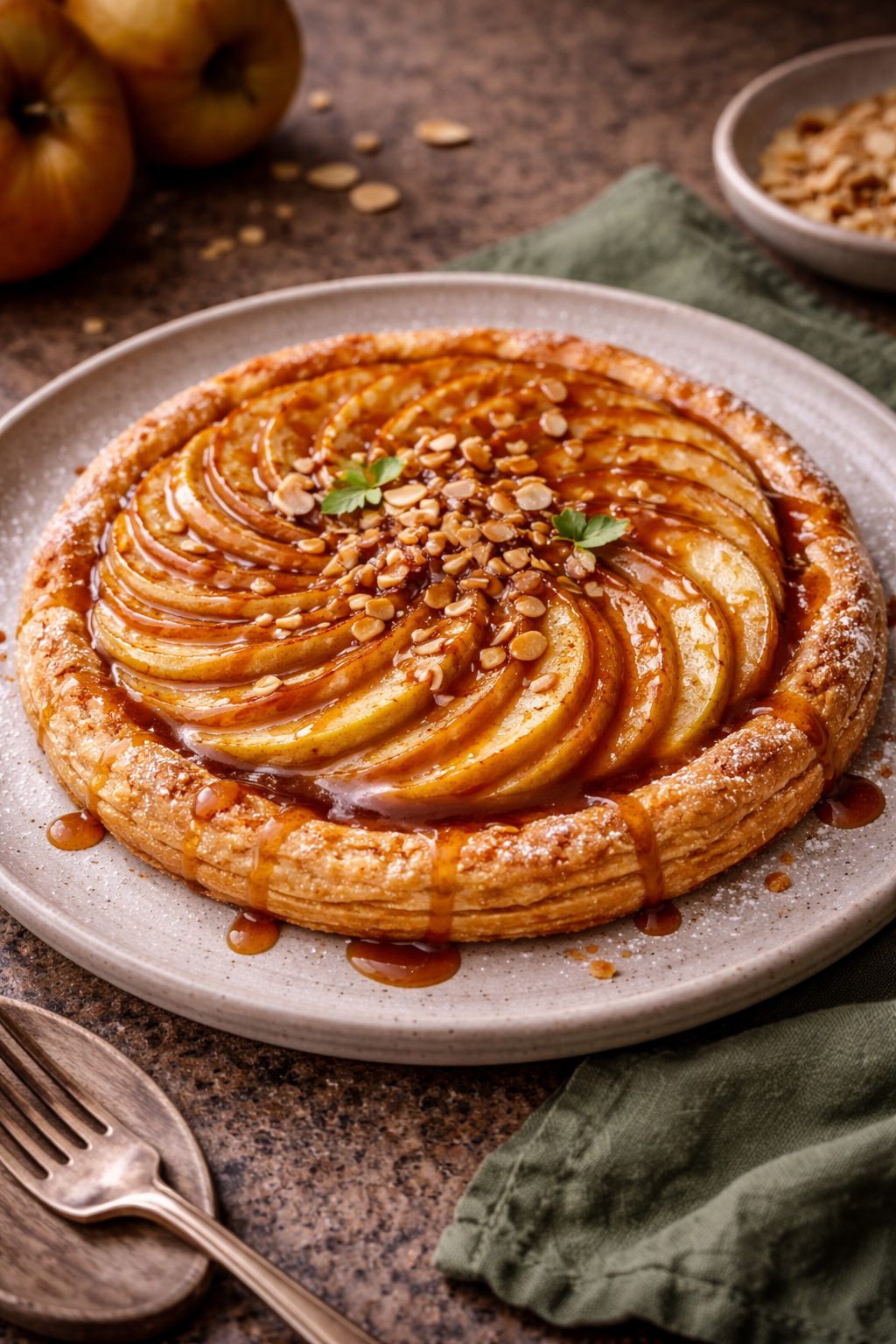 Tarte fine aux pommes et caramel au beurre salé – La Cour Paris 11e